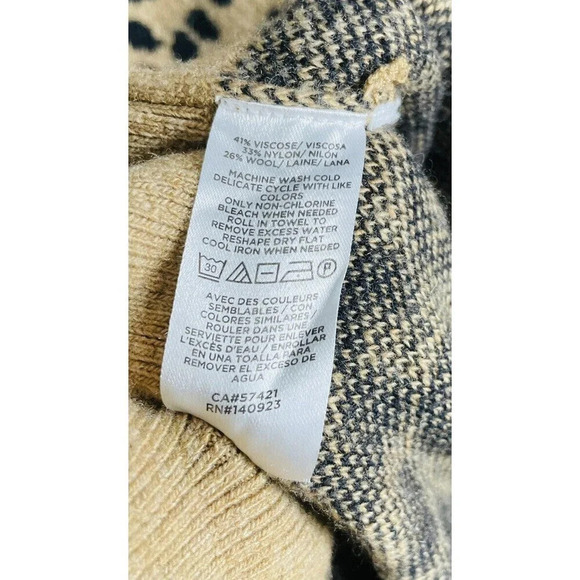 Loft Womens Knit Sweater Sz M Brown Black Cheetah Print Popover - Picture 5 of 8